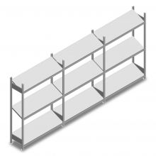 Vorteilsreihe Fachbodenregal mit schrägen Fachböden Heavy Duty 2000x3900x400mm (hxbxt) 3 Ebenen 150 kg