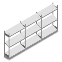 Vorteilsreihe Fachbodenregal mit schrägen Fachböden Heavy Duty 2000x3900x400mm (HxBxT) 3 Ebenen 150 kg