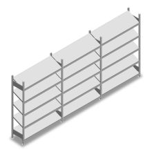 Vorteilsreihe Fachbodenregal mit schrägen Fachböden Heavy Duty 2000x3900x400mm (HxBxT) 5 Ebenen 150 kg