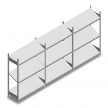 Vorteilsreihe Fachbodenregal mit schrägen Fachböden Heavy Duty 2000x3900x500mm (hxbxt) 3 Ebenen 150 kg