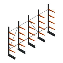 Vorteilsreihe leichte Kragarmregal BR einseitig 2500x4100x600 mm (HxBxT) 4 Ebenen
