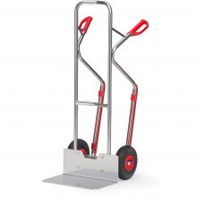 Aluminium Sackkarre 200 kg 1300 mm mit Luftreifen, extra große Schaufel und Gleitschienen