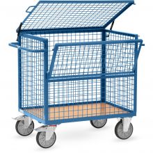 Plattformwagen 600 kg 1000x700 mit Gitterwänden und Deckel