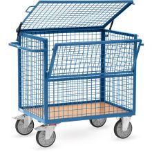 Kastenwagen 600 kg 1000x700 mit Drahtgitterwänden und Deckel