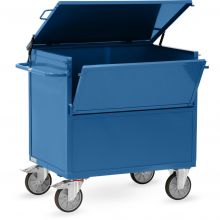 Behälterwagen 600 kg 1000x700 mit Wänden aus Stahlblech und Deckel