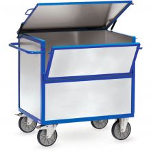 Plattformwagen 600 kg 1200x800 mit Seitenwänden aus verzinktem Stahlblech und Deckel