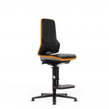 Bimos Arbeitsstuhl Neon mit Gleitern und Fußstütze in Orange