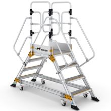 Plattformtreppe Wixor beidseitig begehbar mit Federrollen, 4 Stufen