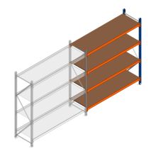 Weitspannregal Kimer 1750x1500x600 mm (hxbxt) 4 Ebenen Anbauregal mit vormontierten Rahmen