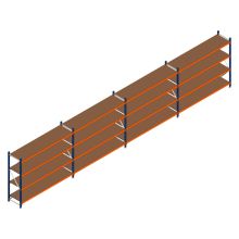 Vorteilsreihe Weitspannregal Kimer 1750x9250x600 mm (HxBxT) 4 Ebenen mit vormontierten Rahmen