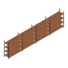 Vorteilsreihe Weitspannregal Kimer 2250x9250x800 mm (HxBxT) 4 Ebenen mit vormontierten Rahmen
