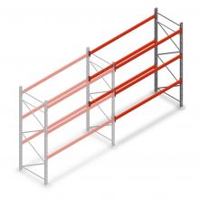 Palettenregal AR T2 3000x2700x1100mm (hxbxt) 3 Ebenen 2844kg/Ebene Anbauregal mit vormontierten Rahmen