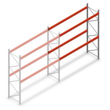 Palettenregal AR T2 4000x3600x1100 mm (HxBxT) 2 Ebenen 3004kg/Ebene Anbauregal mit vormontierten Rahmen