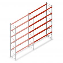 Palettenregal AR T2 6000x3600x1100mm (hxbxt) 5 Ebenen 2252kg/Eb. Anbauregal mit vormontierten Rahmen