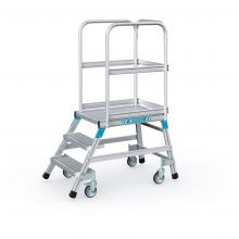 Fahrbare Plattformtreppe Zarges Gitterstahl - nur 3 Stufen 720 mm