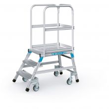 Fahrbare Plattformleiter Aluminium Zarges 3 Stufen Plattformhöhe 720 mm