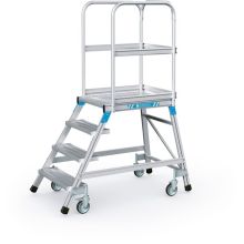 Fahrbare Plattformleiter Zarges Aluminium einseitig 4 Stufen 960 mm