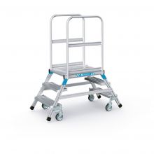 Mobile Plattformleiter Zarges Aluminium - doppelt 2x3 Stufen 720 mm