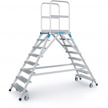 Mobile Plattformtreppe Zarges Aluminium - doppelt 2x8 Stufen 1920 mm