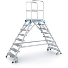 Fahrbare Plattformtreppe Zarges Aluminium, doppelt, 2x8 Stufen, 1920 mm