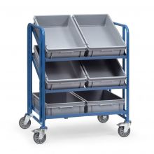 Lagerbehälterwagen 250 kg mit 3 Etagen 820x610 und 6 Eurobehältern