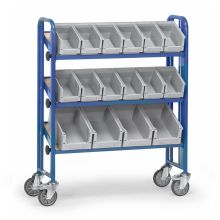 Lagerbehälterwagen 250 kg mit 3 Ebenen und 16 Lagerbehältern