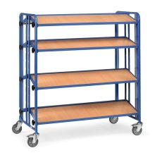 Lagerbehälterwagen 300 kg mit 4 hölzernen Ebenen 1280x315 kippbar beidseitig