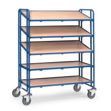 Lagerbehälterwagen 300 kg mit 5 Holzetagen 1240x610