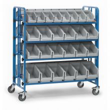 Plattformwagen 300 kg mit 4 Etagen und 52 kippbaren Lagerbehältern