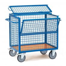 Plattformwagen 600 kg 1000x700 mit Gitterwänden und Deckel