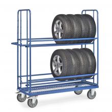 Reifenwagen 400 kg mit 2 Ladeflächen und Plattform mit eingeschweißtem Drahtgitter