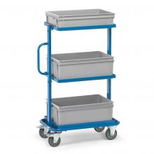 Beistellwagen 200 kg mit 3 Etagen, 3 Eurobehältern und offenem Rahmen