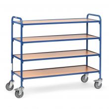 Beistellwagen 250 kg mit 4 Holz-Etagen 1250x470 mm (lxb)