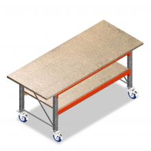 Zweischichtiger Verpackungstisch, Packtisch auf Rollen 2680x1100x940 mm (lxtxh) Rahmen vormontiert