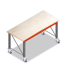Mobile Werkbank, Arbeitstisch auf Rädern einlagig 2150x950x940 mm (lxtxh) vormontierte Rahmen