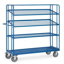 Etagenwagen, Transportwagen 1250x610x1800 mm (HxBxT) 500 kg mit 4 Drahtgitter-Etagen, 3 lose