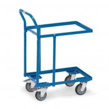 Eurobehälter Rollplatte 250 kg mit 2 Etagen, offenem Rahmen und Schiebegriff 605x405