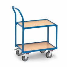 Euro-Lagerbehälter-Rollplatte 250 kg mit 2 Holz-Ebenen und Schiebegriff 605x405