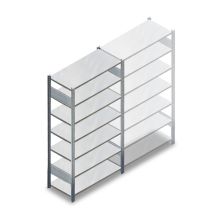 Teilweise gebrauchtes Fachbodenregal Stow 2250x1265x400 mm (HxBxT) 7 Ebenen Grundregal