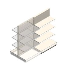 Gondel-Tego-Ladenregal 1800x1000x470 mm (hxbxt) 4 Ebenen RAL9001 Anbauregal