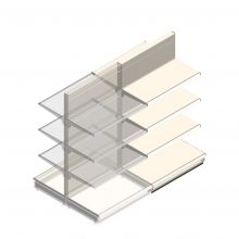 Gondola Tego Ladenregal 1800x1000x570 mm (hxbxt) 4 Ebenen RAL9001 Anbauregal