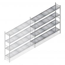 Hygienisches Regal 6611 1800x1500x360 mm (hxbxt) 4 Ebenen Anbauregal