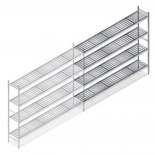 Hygienisches Regal 6611 1800x1620x360 mm (hxbxt) 4 Ebenen Anbauregal