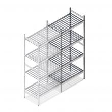 Hygienisches Regal 6611 1800x660x560 mm (hxbxt) 4 Ebenen Anbauregal