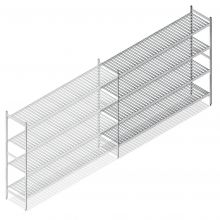 Hygienisches Regal 6811 1800x1620x560 mm (hxbxt) 4 Ebenen Anbauregal