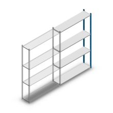 Fachbodenregal Medium Duty 2000x1300x300 mm (HxBxT) 4 Ebenen blau Anbauregal