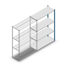 Fachbodenregal Medium Duty 2000x1300x500 mm (HxBxT) 4 Ebenen blau Anbauregal