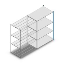 Fachbodenregal Medium Duty 2000x1300x800 mm (HxBxT) 4 Ebenen blau Anbauregal
