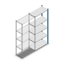 Fachbodenregal Medium Duty 2000x850x400 mm (HxBxT) 5 Ebenen blau Anbauregal