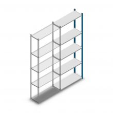 Fachbodenregal Medium Duty 2200x850x300mm (hxbxt) 5 Ebenen blau Anbauregal